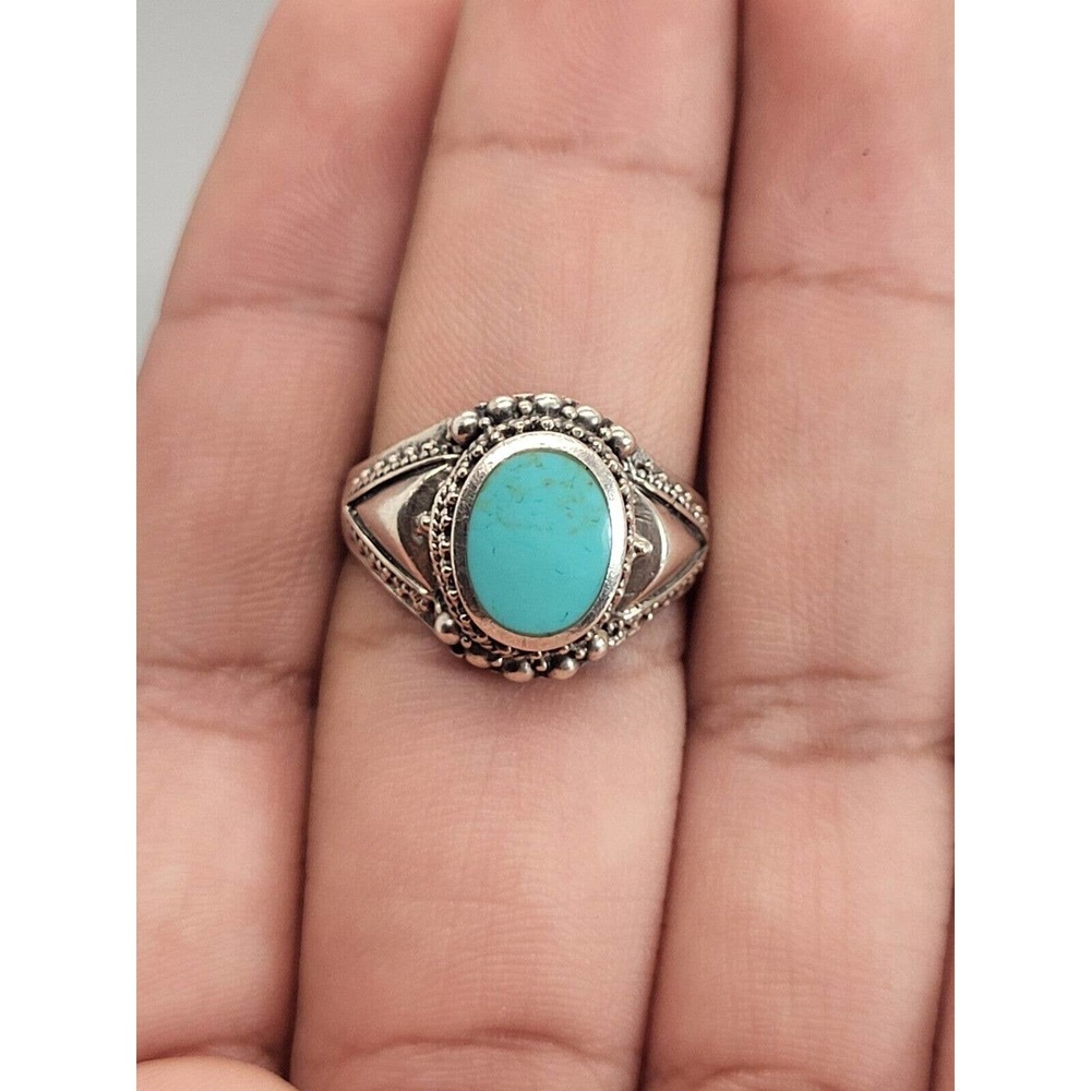 925 Sterling Silver Turqoise Ring Size 9